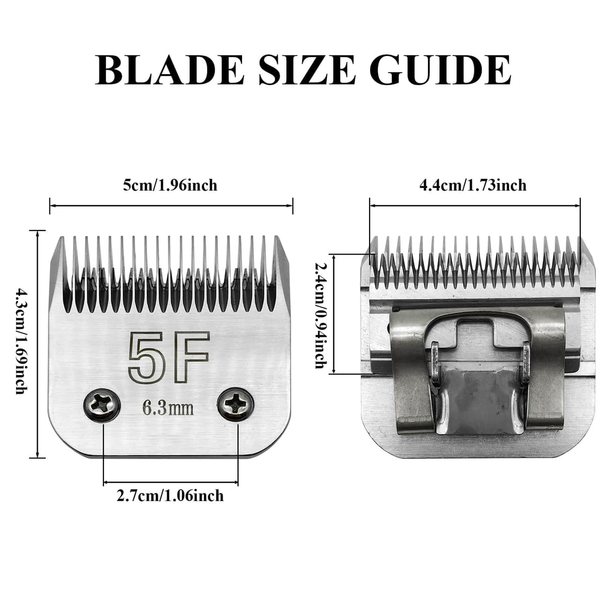 #5F detachable clipper blade, dimension reference view